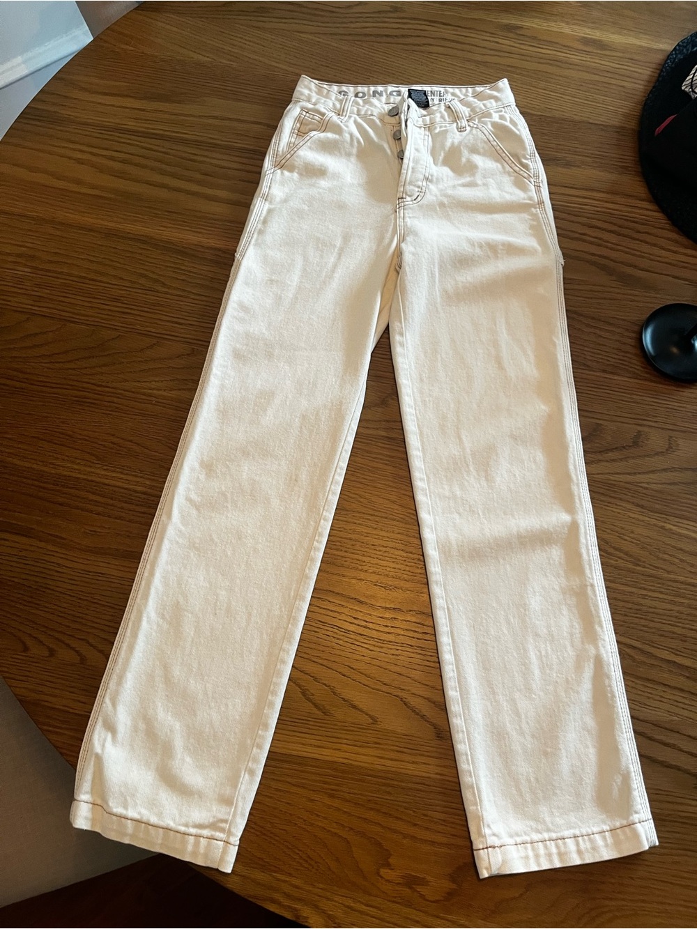 High-Rise Straight Leg Jeans in Cream